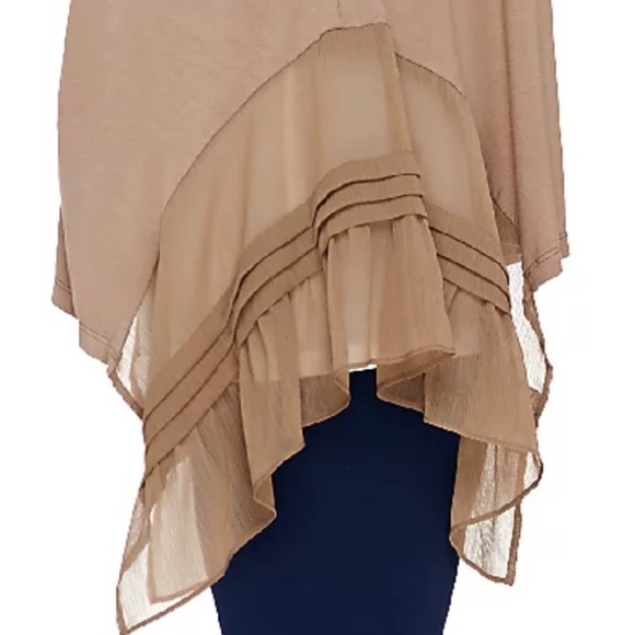 Knit Cardigan with Pleated Chiffon - Picture 3 of 4